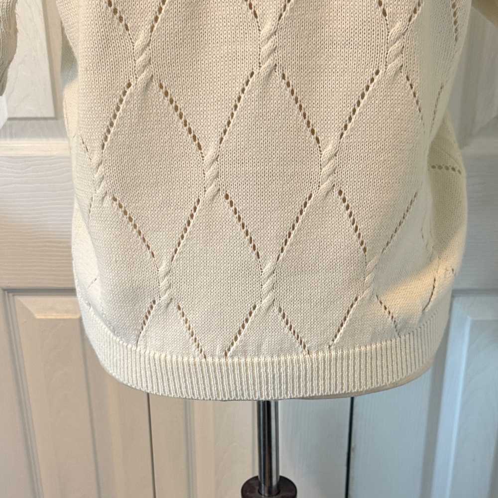 Vintage Knits by Nilani Cream Sweater with Lace Detail Sz M - Picture 4 of 7